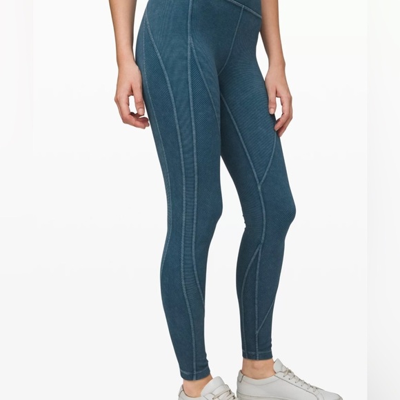 Lululemon Wunder Under High Rise Leggings Pants Tights Snow Washed Ribbed size 4 - Picture 3 of 12